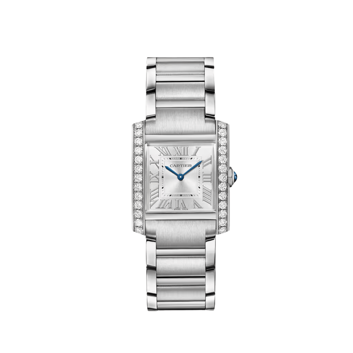 Cartier Tank Française Medium W4TA0028 Acier Inoxydable Cadran Argent Lunette Diamants