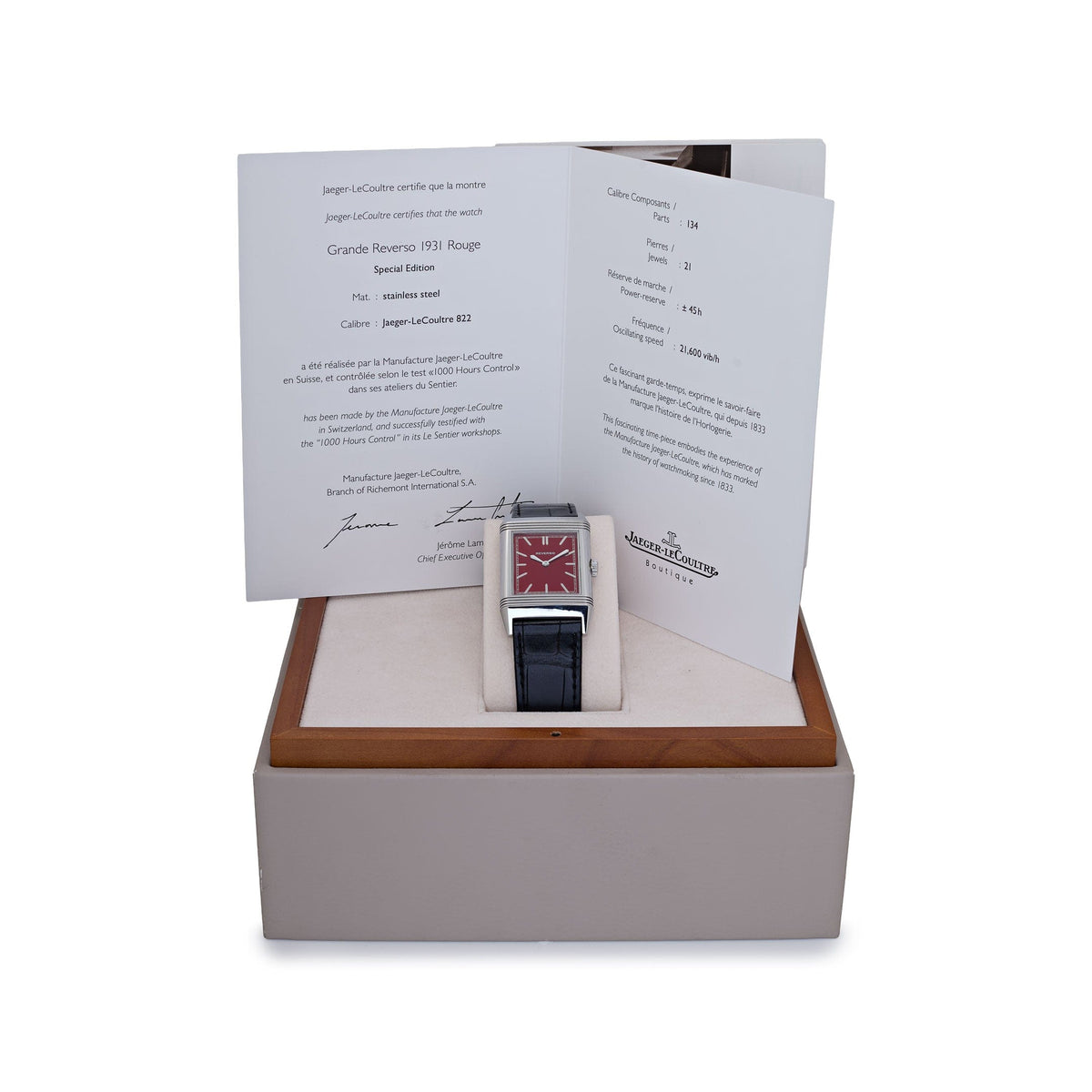 Jaeger-LeCoultre Reverso 278856J Acier Inoxydable Cadran Rouge Édition Spéciale « 1931 Rouge »