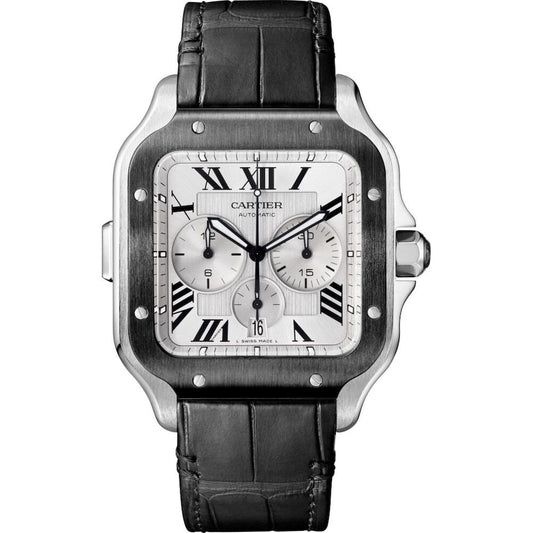 Cartier Santos Chronograph Black Bezel 43.3 MM