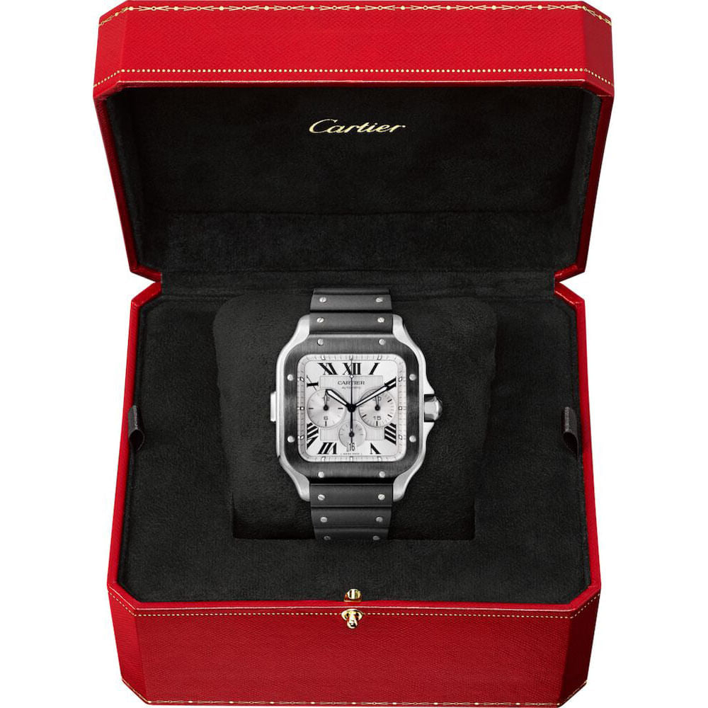 Cartier Santos Chronograph Black Bezel 43.3 MM