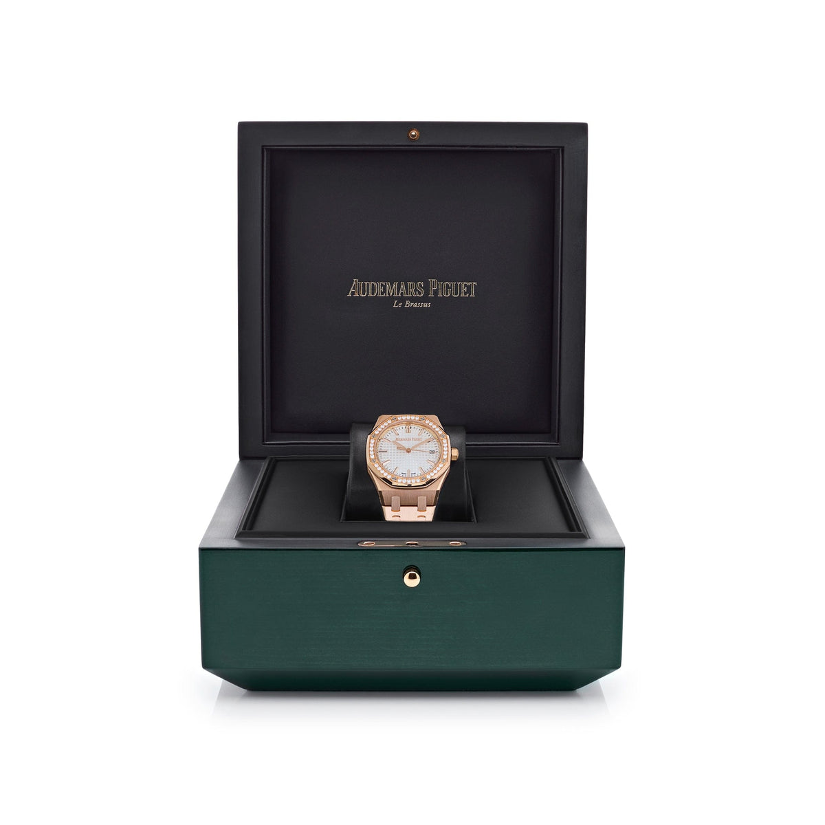 Audemars Piguet Royal Oak 77451OR.ZZ.1361OR.03 'Ladies' Rose Gold Silver Dial Diamond Bezel 34 MM