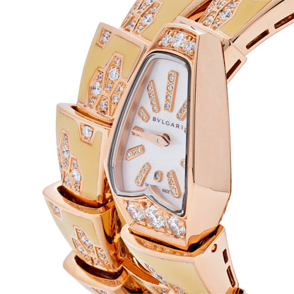BVLGARI Serpenti Two-Coil Uhr 101985 Damen Roségold Diamanten Lack Perlmuttzifferblatt