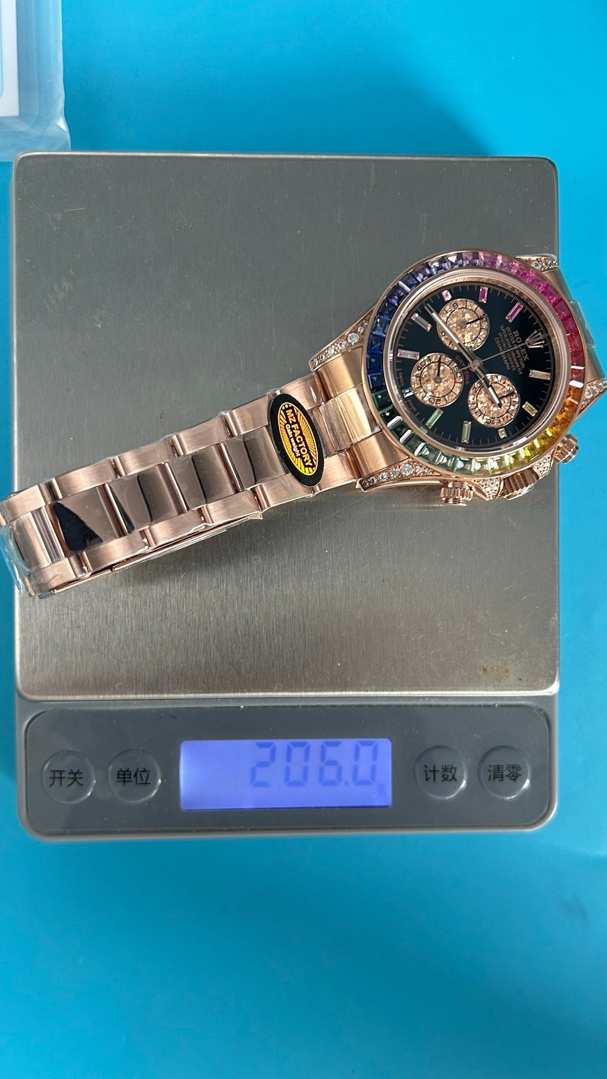 Rolex Daytona „Rainbow“ MZ SUPER CLONE Roségold Schwarzes Zifferblatt Saphirlünette