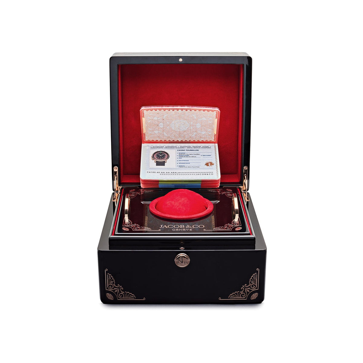 Jacob & Co. « The Casino Tourbillon » CA100.40.AA.AA.ABALA Or Rose Cadran Onyx Noir Édition Limitée