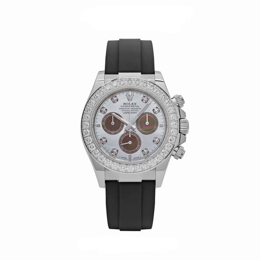 Rolex Daytona 126589RBR White Gold Diamond Mother of Pearl Dial Diamond Bezel 40 MM